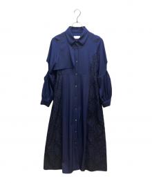 HARE（ハレ）の古着「カットアウトジャガードキリカエワンピース」｜ネイビー