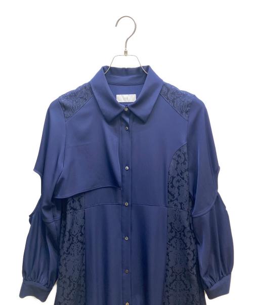 HARE（ハレ）HARE (ハレ) カットアウトジャガードキリカエワンピース ネイビー サイズ:FREEの古着・服飾アイテム