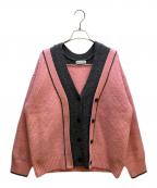 MAISON SPECIALメゾンスペシャル）の古着「Double Color Layered Knit Cardigan」｜グレー×ピンク