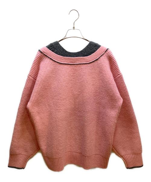 MAISON SPECIAL（メゾンスペシャル）MAISON SPECIAL (メゾンスペシャル) Double Color Layered Knit Cardigan グレー×ピンク サイズ:FREEの古着・服飾アイテム