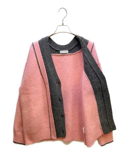 MAISON SPECIAL（メゾンスペシャル）MAISON SPECIAL (メゾンスペシャル) Double Color Layered Knit Cardigan グレー×ピンク サイズ:FREEの古着・服飾アイテム