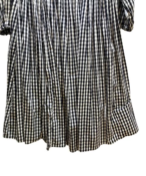 BEARDSLEY（ビアズリー）BEARDSLEY (ビアズリー) 先染めギャザーワンピース ブラック×ホワイトの古着・服飾アイテム