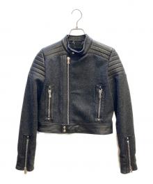 DIESEL Black Gold（ディーゼル ブラック ゴールド）の古着「レザー切替ジャケット」｜グレー