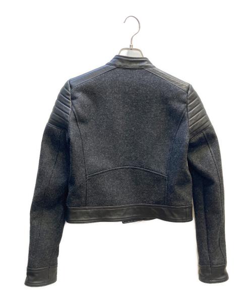 DIESEL Black Gold（ディーゼル ブラック ゴールド）DIESEL Black Gold (ディーゼル ブラック ゴールド) レザー切替ジャケット グレー サイズ:38の古着・服飾アイテム