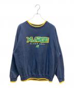 X-LARGEエクストララージ）の古着「ATHLETIC LOGO CREWNECK SWEAT（アスレティックロゴ クルーネックスウェット）」｜ネイビー