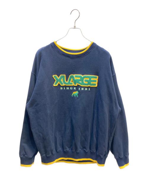 X-LARGE（エクストララージ）X-LARGE (エクストララージ) ATHLETIC LOGO CREWNECK SWEAT（アスレティックロゴ クルーネックスウェット） ネイビー サイズ:Lの古着・服飾アイテム
