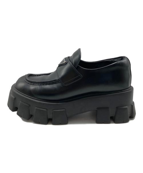 PRADA（プラダ）PRADA (プラダ) モノリスショートローファーブーツ ブラック サイズ:37 1/2の古着・服飾アイテム
