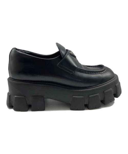 PRADA（プラダ）PRADA (プラダ) モノリスショートローファーブーツ ブラック サイズ:37 1/2の古着・服飾アイテム