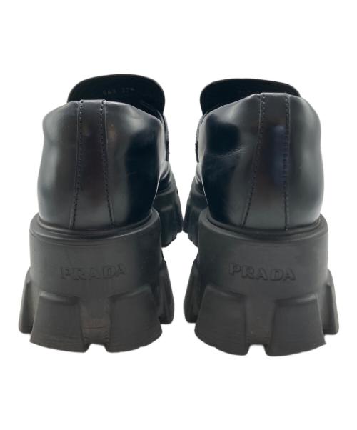 PRADA（プラダ）PRADA (プラダ) モノリスショートローファーブーツ ブラック サイズ:37 1/2の古着・服飾アイテム