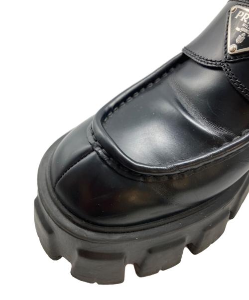 PRADA（プラダ）PRADA (プラダ) モノリスショートローファーブーツ ブラック サイズ:37 1/2の古着・服飾アイテム