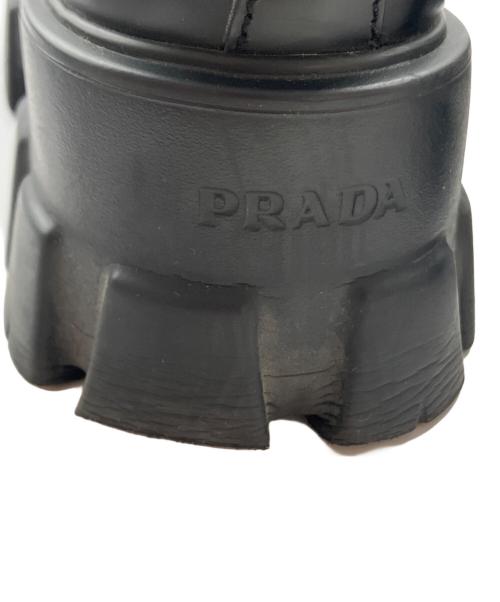 PRADA（プラダ）PRADA (プラダ) モノリスショートローファーブーツ ブラック サイズ:37 1/2の古着・服飾アイテム