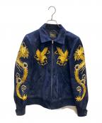 FINECREEK&COファインクリークアンドコー）の古着「レザースカジャケット/Leather SUKA Jacket “Norfolk”」｜ネイビー