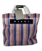 MARNIマルニ）の古着「フラワーカフェ ストライプ トートバッグ」｜ブルー