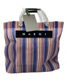 MARNI（マルニ）の古着「フラワーカフェ ストライプ トートバッグ」｜ブルー