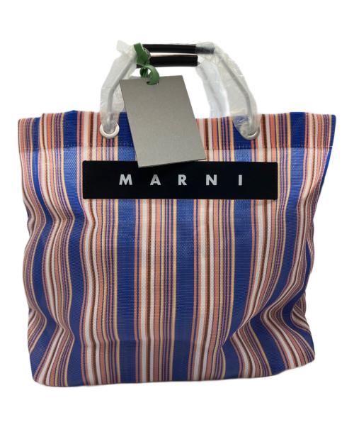 MARNI（マルニ）MARNI (マルニ) フラワーカフェ ストライプ トートバッグ ブルーの古着・服飾アイテム