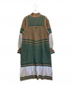 yuki shimaneユキ シマネ）の古着「Once upon a time Jacquard dress ニットドレス ワンピース」｜グリーン×ブラウン
