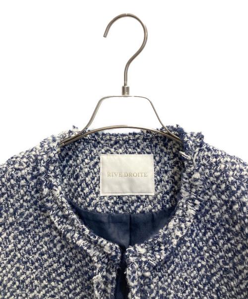 RIVE DROITE（リヴドロワ）RIVE DROITE (リヴドロワ) ツイードフリンジジャケット ネイビー×ホワイト サイズ:FREEの古着・服飾アイテム
