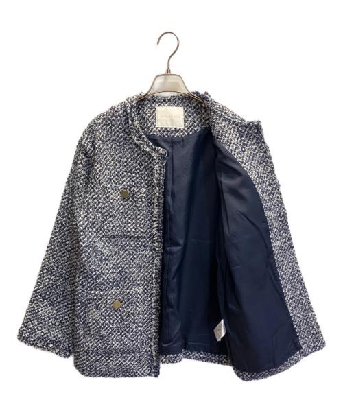 RIVE DROITE（リヴドロワ）RIVE DROITE (リヴドロワ) ツイードフリンジジャケット ネイビー×ホワイト サイズ:FREEの古着・服飾アイテム