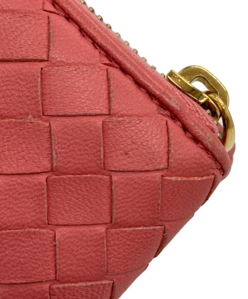 BOTTEGA VENETA（ボッテガベネタ）BOTTEGA VENETA (ボッテガベネタ) イントレチャート ラウンドファスナー コインケース ピンクの古着・服飾アイテム