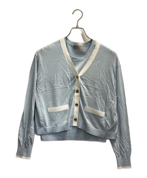 JUSGLITTY（ジャスグリッティー）JUSGLITTY (ジャスグリッティー) 配色シアーカーデアンサンブル ブルー サイズ:Ｍの古着・服飾アイテム