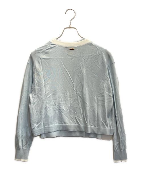 JUSGLITTY（ジャスグリッティー）JUSGLITTY (ジャスグリッティー) 配色シアーカーデアンサンブル ブルー サイズ:Ｍの古着・服飾アイテム