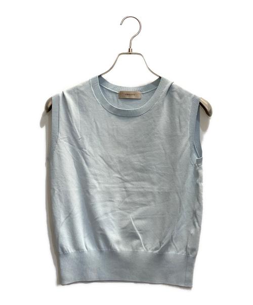 JUSGLITTY（ジャスグリッティー）JUSGLITTY (ジャスグリッティー) 配色シアーカーデアンサンブル ブルー サイズ:Ｍの古着・服飾アイテム