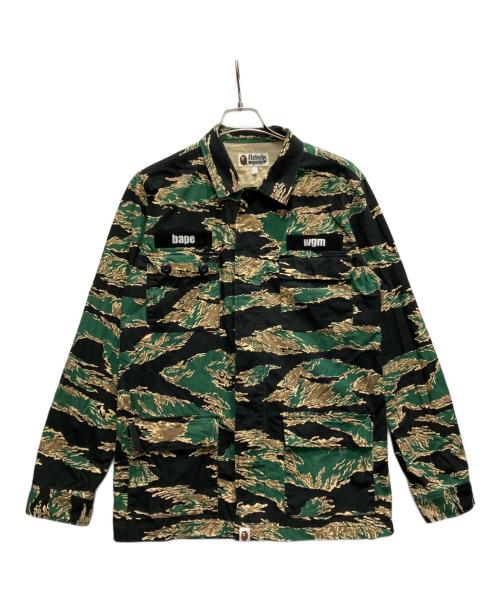 A BATHING APE（ア ベイシング エイプ）A BATHING APE (ア ベイシング エイプ) ミリタリーシャツ グリーン サイズ:Lの古着・服飾アイテム