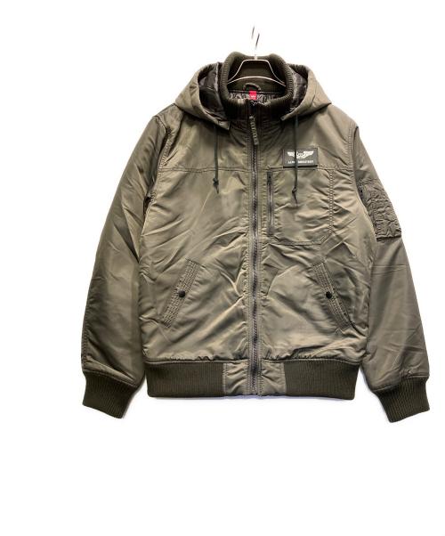 ALPHA（アルファ）ALPHA (アルファ) フーデッドリブジャケット ブラック サイズ:XLの古着・服飾アイテム