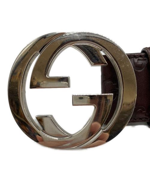 GUCCI（グッチ）GUCCI (グッチ) インターロッキングGGバックルレザーベルト ブラウンの古着・服飾アイテム