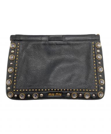 ★ mｍczo ★miumiu ミュウミュウ　スタッズ　クラッチバッグ 中古・古着通販】MIU MIU (ミュウミュウ) ビジュークラッチバッグ