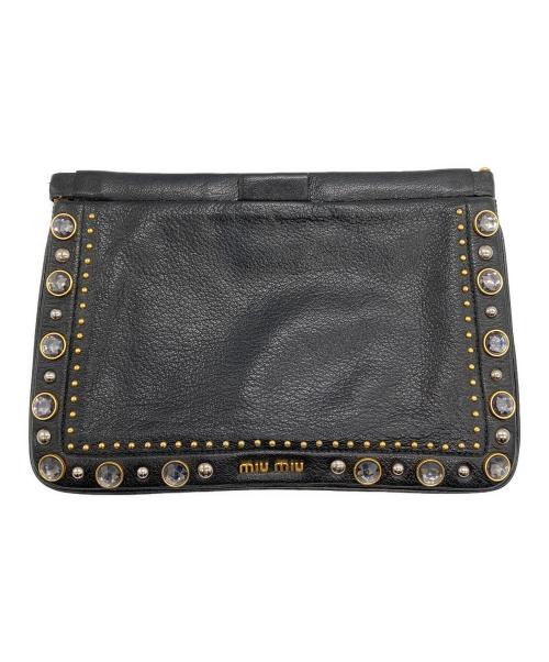 MIU MIU（ミュウミュウ）MIU MIU (ミュウミュウ) ビジュークラッチバッグ ブラックの古着・服飾アイテム