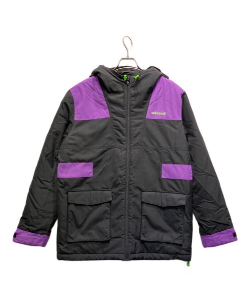 adidas Originals（アディダスオリジナル）adidas Originals (アディダスオリジナル) 22グラフィック パデッドジャケット ブラック×パープル サイズ:L 未使用品の古着・服飾アイテム