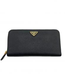 PRADA（プラダ）の古着「ラウンドファスナー財布」｜ブラック