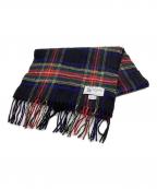 JOHNSTONS OF ELGINジョンストンズオブエルガン）の古着「カシミヤマフラー」｜ブラック×レッド×グリーン