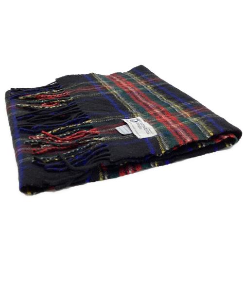 JOHNSTONS OF ELGIN（ジョンストンズオブエルガン）JOHNSTONS OF ELGIN (ジョンストンズオブエルガン) カシミヤマフラー ブラック×レッド×グリーンの古着・服飾アイテム