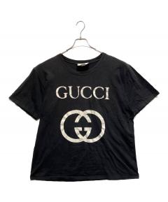 中古・古着通販】GUCCI (グッチ) プリントTシャツ ネイビー サイズ:S