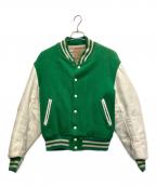 Golden Bearゴールデンベア）の古着「袖革スタジャン」｜グリーン×ホワイト