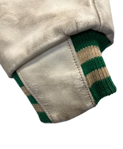 Golden Bear（ゴールデンベア）Golden Bear (ゴールデンベア) 袖革スタジャン グリーン×ホワイト サイズ:Mの古着・服飾アイテム