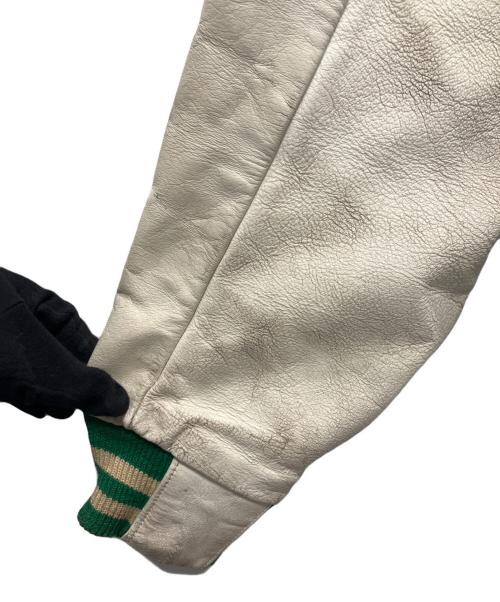 Golden Bear（ゴールデンベア）Golden Bear (ゴールデンベア) 袖革スタジャン グリーン×ホワイト サイズ:Mの古着・服飾アイテム