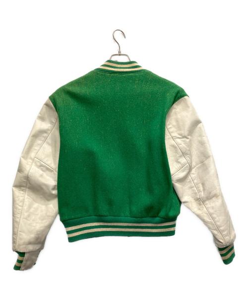 Golden Bear（ゴールデンベア）Golden Bear (ゴールデンベア) 袖革スタジャン グリーン×ホワイト サイズ:Mの古着・服飾アイテム