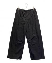 DRAWER（ドゥロワー）の古着「エンブロレースドロストパンツ」｜ブラック