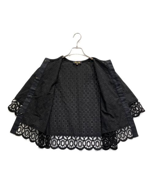 DRAWER（ドゥロワー）DRAWER (ドゥロワー) エンブロレースハーフスリーブブラウス ブラック サイズ:38の古着・服飾アイテム