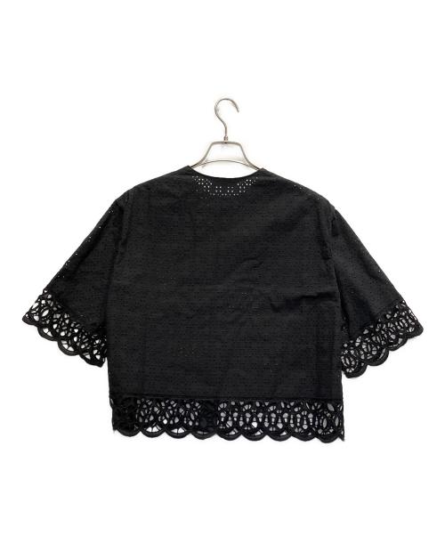 DRAWER（ドゥロワー）DRAWER (ドゥロワー) エンブロレースハーフスリーブブラウス ブラック サイズ:38の古着・服飾アイテム