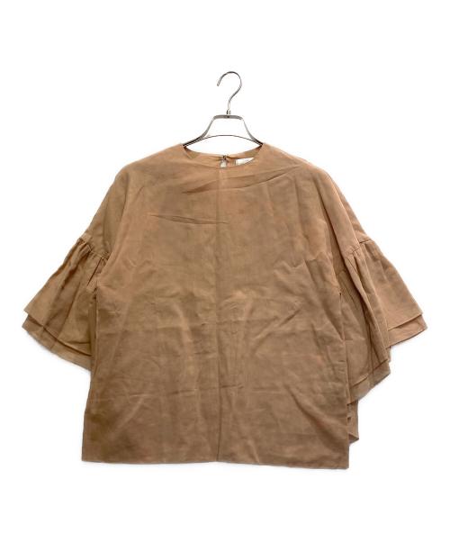 DRAWER（ドゥロワー）Drawer (ドゥロワー) 半袖ブラウス ブラウン サイズ:１の古着・服飾アイテム