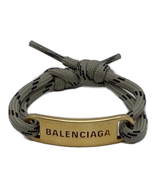 BALENCIAGA（バレンシアガ）BALENCIAGA (バレンシアガ) プレートブレスレット ゴールド×グレーの古着・服飾アイテム