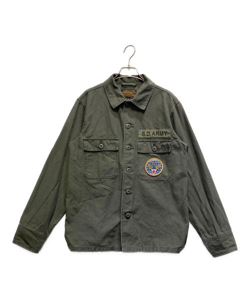 STUDIO D'ARTISAN（ステュディオダルチザン）STUDIO D'ARTISAN (ステュディオダルチザン) ミリタリーシャツジャケット グリーン サイズ:38の古着・服飾アイテム