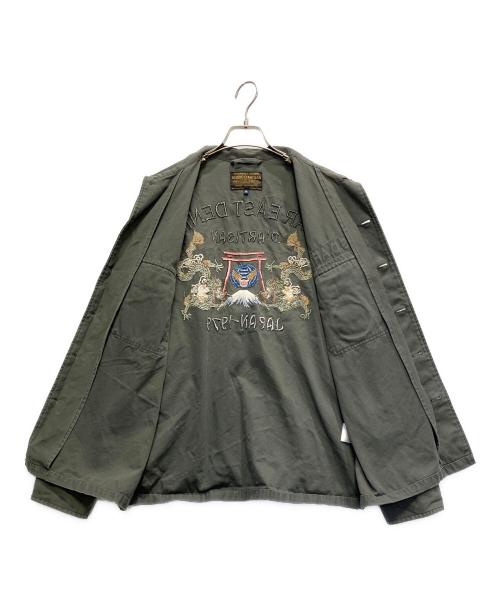 STUDIO D'ARTISAN（ステュディオダルチザン）STUDIO D'ARTISAN (ステュディオダルチザン) ミリタリーシャツジャケット グリーン サイズ:38の古着・服飾アイテム