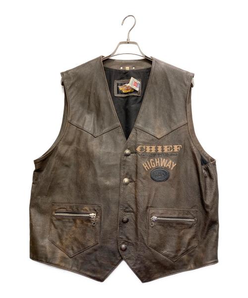 HARLEY-DAVIDSON（ハーレーダビッドソン）HARLEY-DAVIDSON (ハーレーダビッドソン) レザーベスト ブラウン サイズ:XLの古着・服飾アイテム