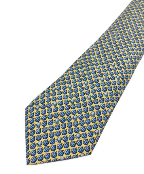 HERMES（エルメス）HERMES (エルメス) シルクネクタイ イエロー×ブルー サイズ:不明の古着・服飾アイテム