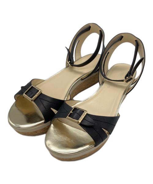 JIMMY CHOO（ジミーチュウ）JIMMY CHOO (ジミーチュウ) アンクルストラップサンダル ベージュ×ブラック サイズ:40の古着・服飾アイテム
